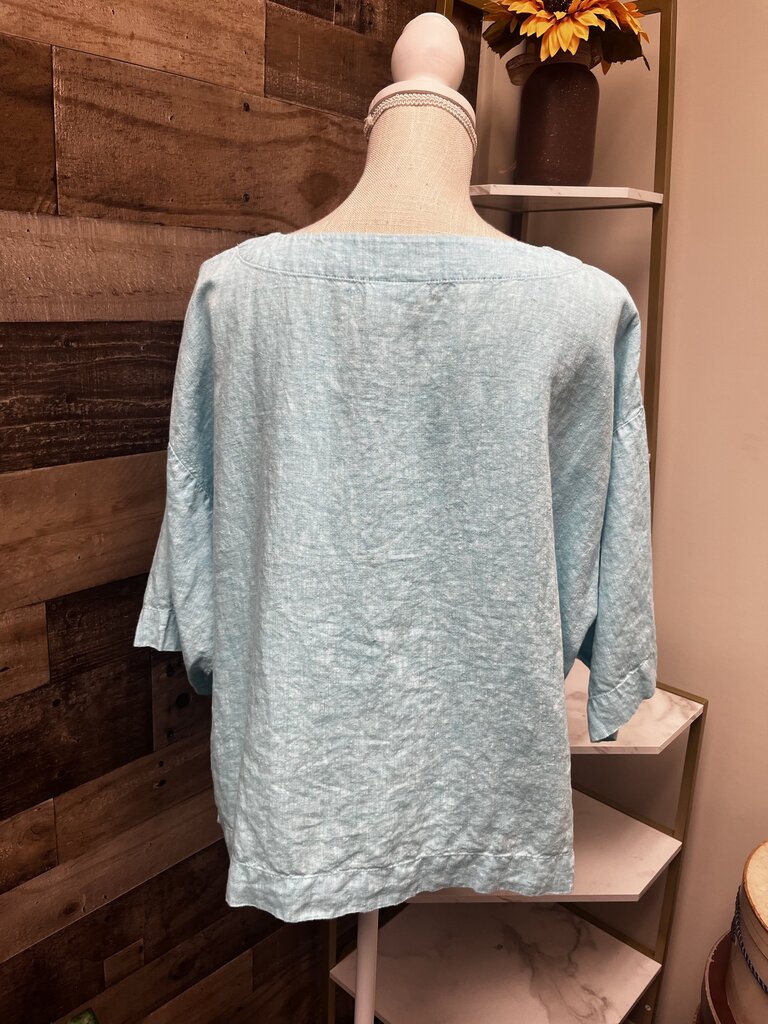 Pure J. Jill Light Blue Linen Short Sleeve Top Size S