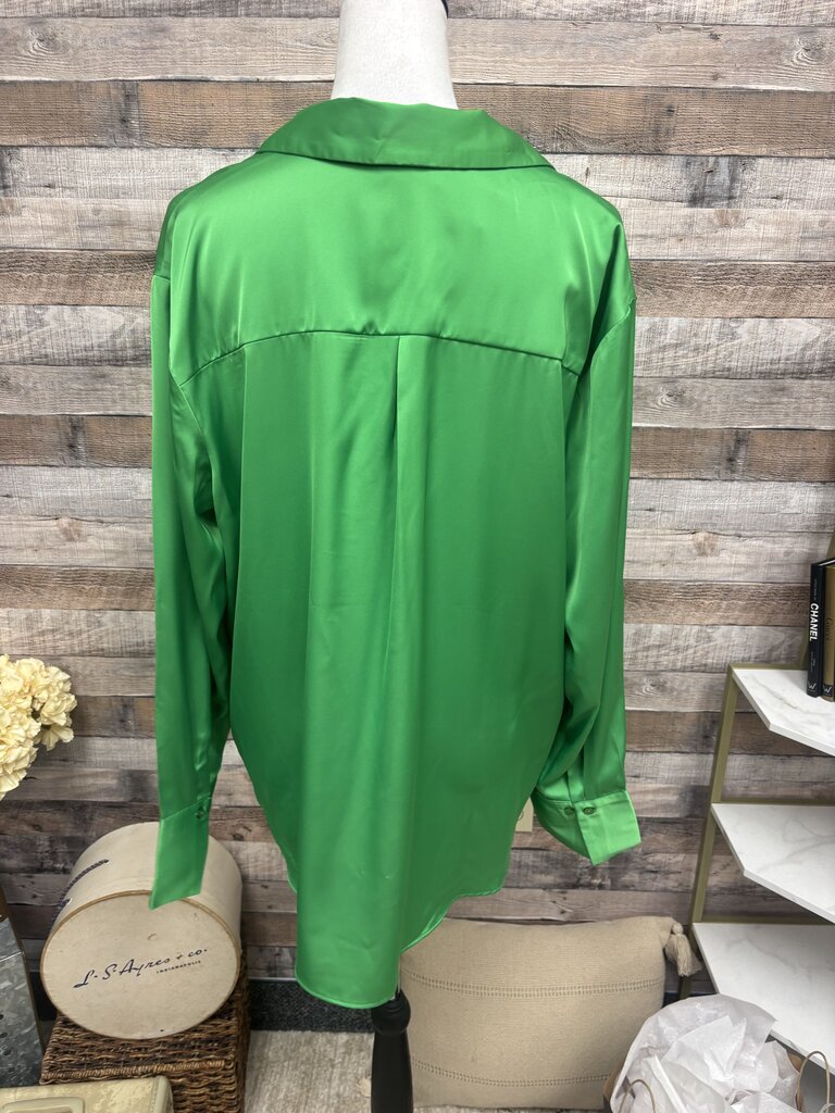 Maison D'Amelie Womens Sateen Blouse Button Front Long Sleeve Size XL