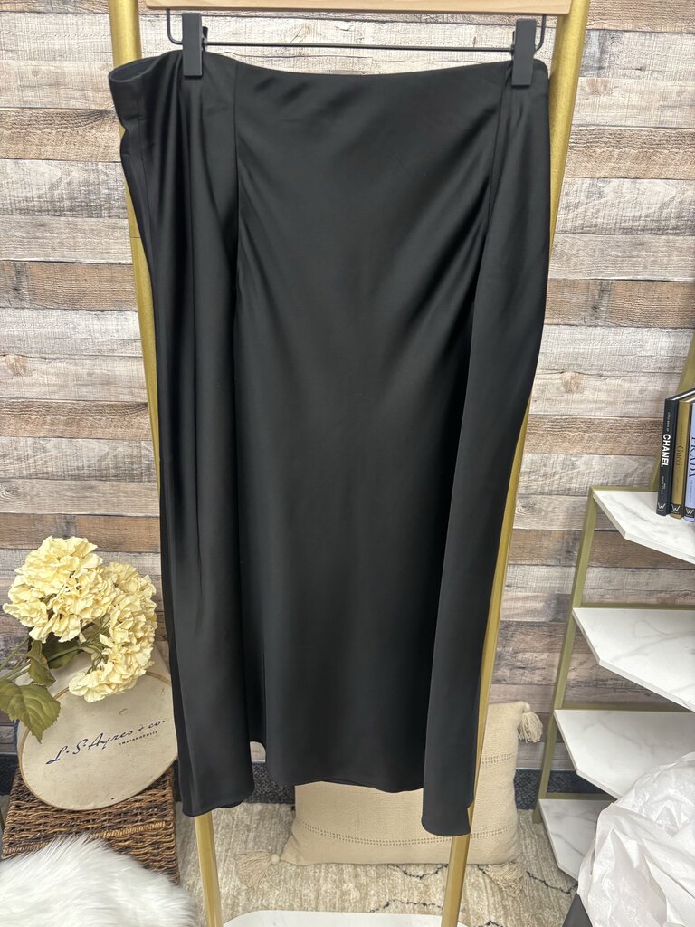 J Crew Black Satin Midi Skirt Size XL