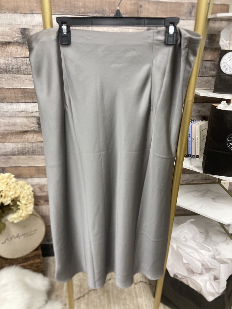 J Crew Grey Satin Midi Skirt Size XL