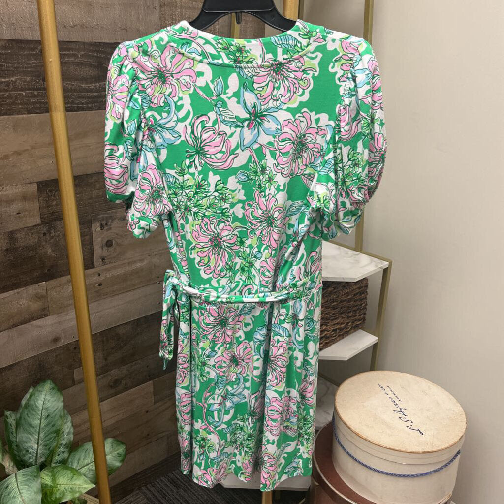 Lilly Pulitzer Green Patterned Wrap Dress Size XL