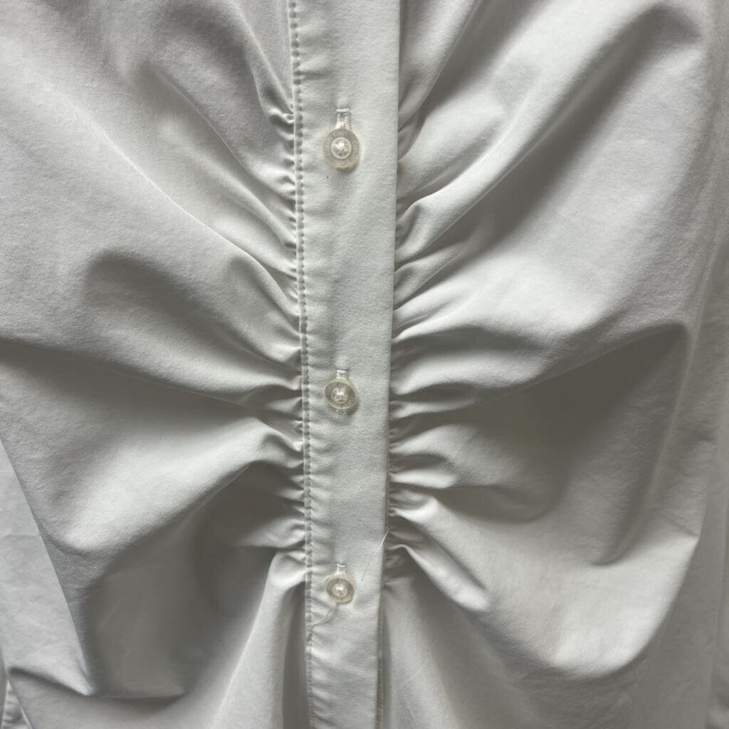 Calvin Klein Cream Gathered Button Down Shirt Size XL