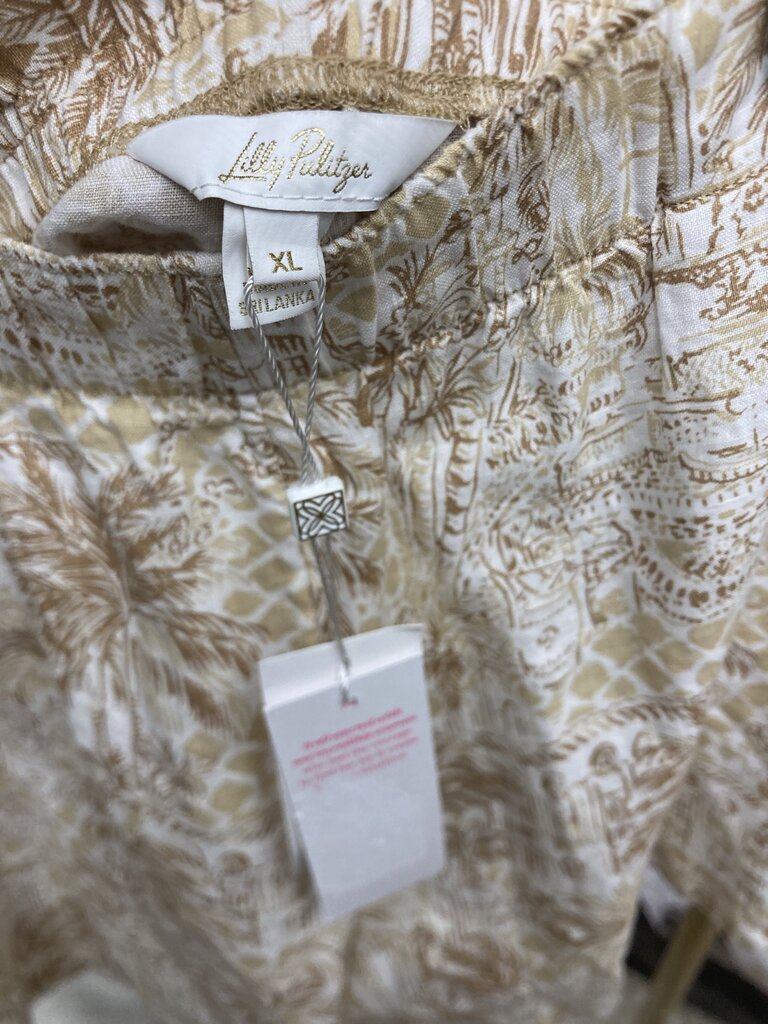 Lilly Pulitzer Lagoon Linen Tan Shorts Size XL