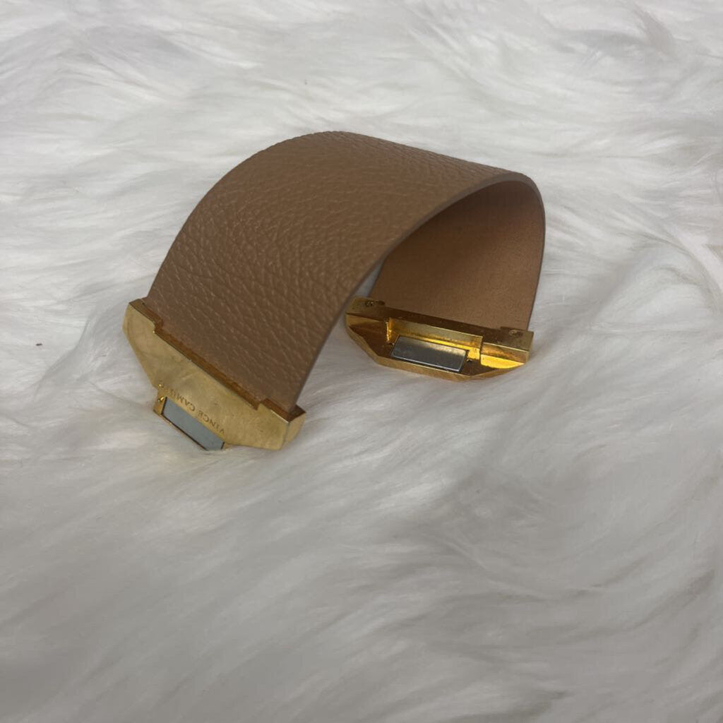 Vince Camuto Tan Leather & Gold Clasp Bracelet