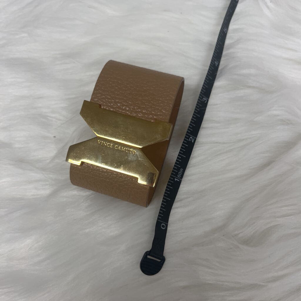 Vince Camuto Tan Leather & Gold Clasp Bracelet