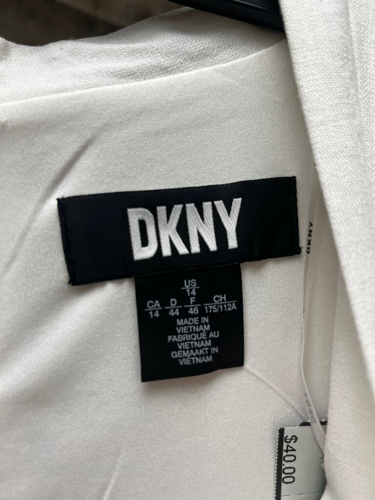 DKNY Pleated Ivory Dress Size 14