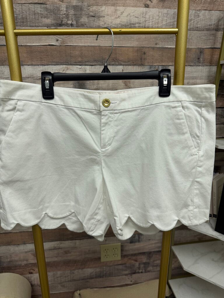 Lilly Pulitzer White High Waist Scalloped Shorts Size 16