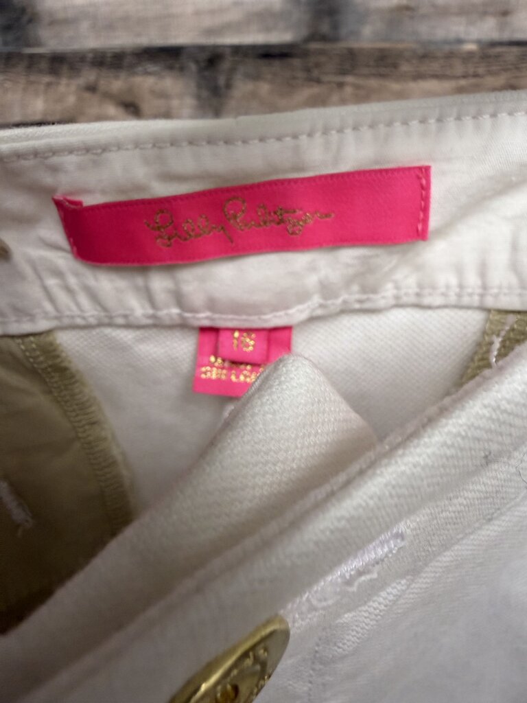 Lilly Pulitzer White High Waist Scalloped Shorts Size 16