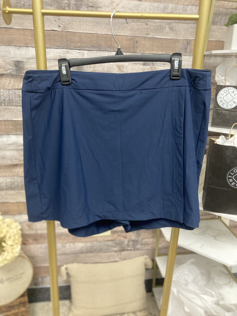 SPANX Women's Sunshine Skort 6" Navy Blue UPF 50 Stretch Pull-On Pockets Size XL