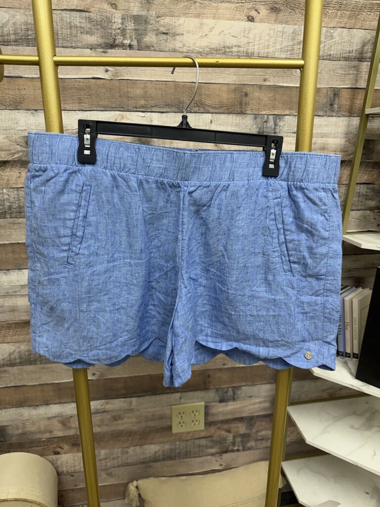 Lilly Pulitzer Scalloped Hem Chambray Linen Shorts Size XL
