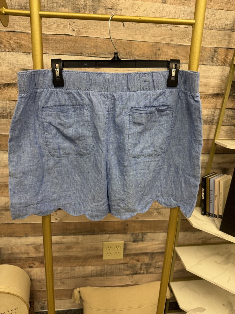 Lilly Pulitzer Scalloped Hem Chambray Linen Shorts Size XL