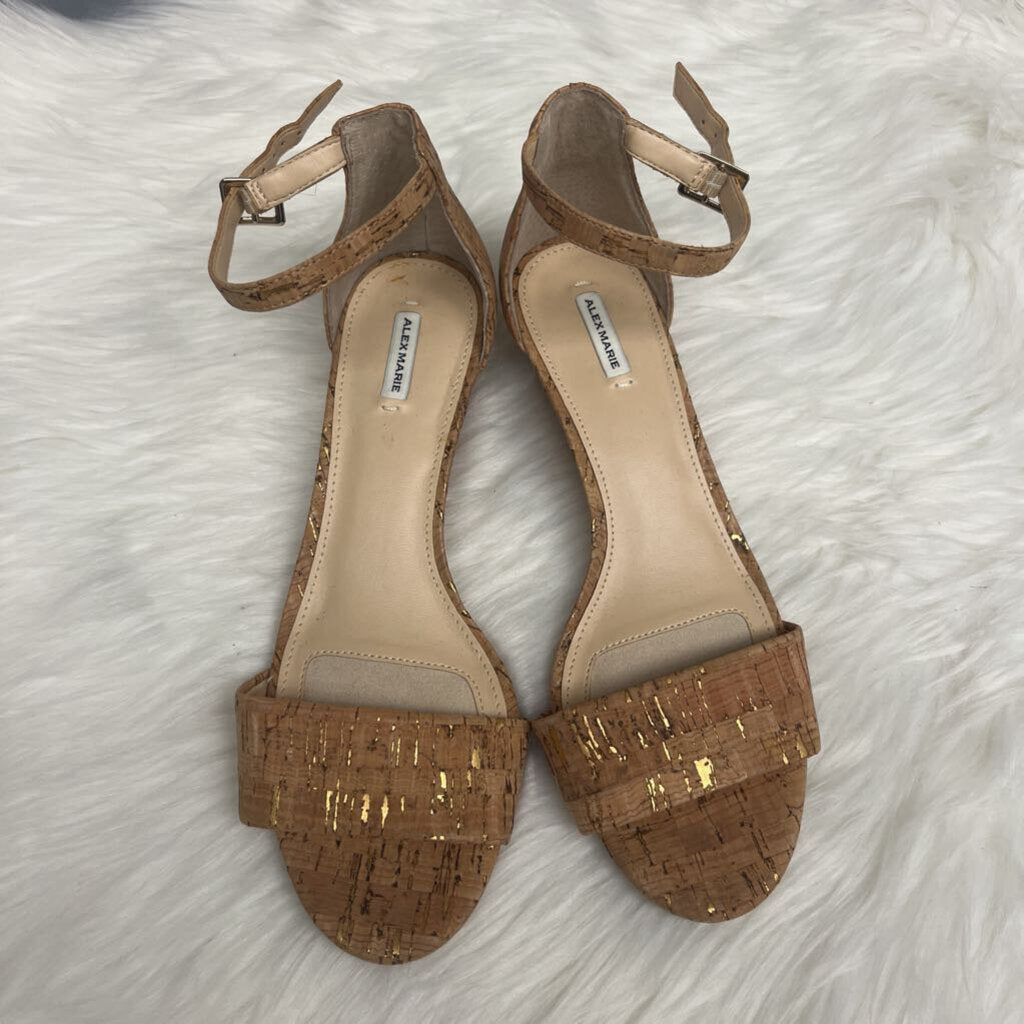 Alex Marie Maren Cork Double Band Wedge Sandals Size 9