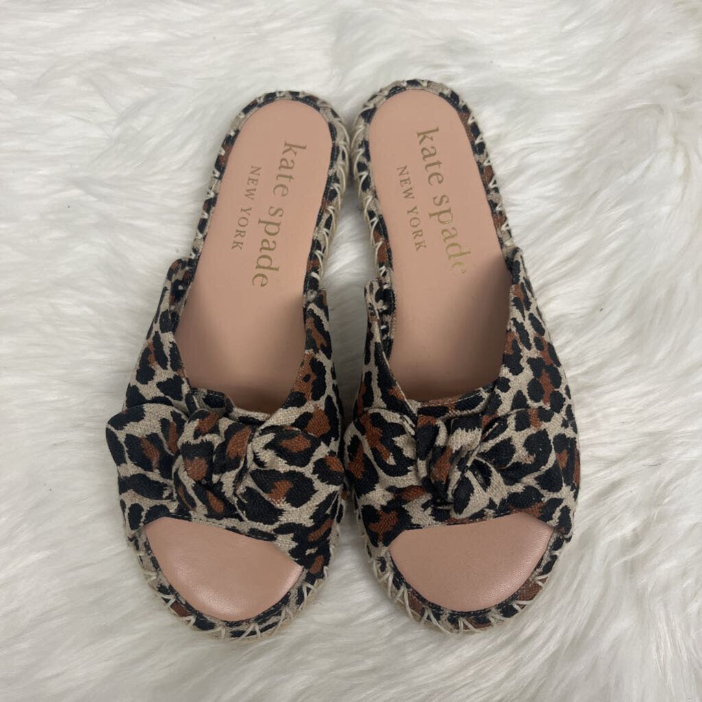 Kate Spade Saltie Shore Espadrille Slide Sandals Leopard Print Size 8.5