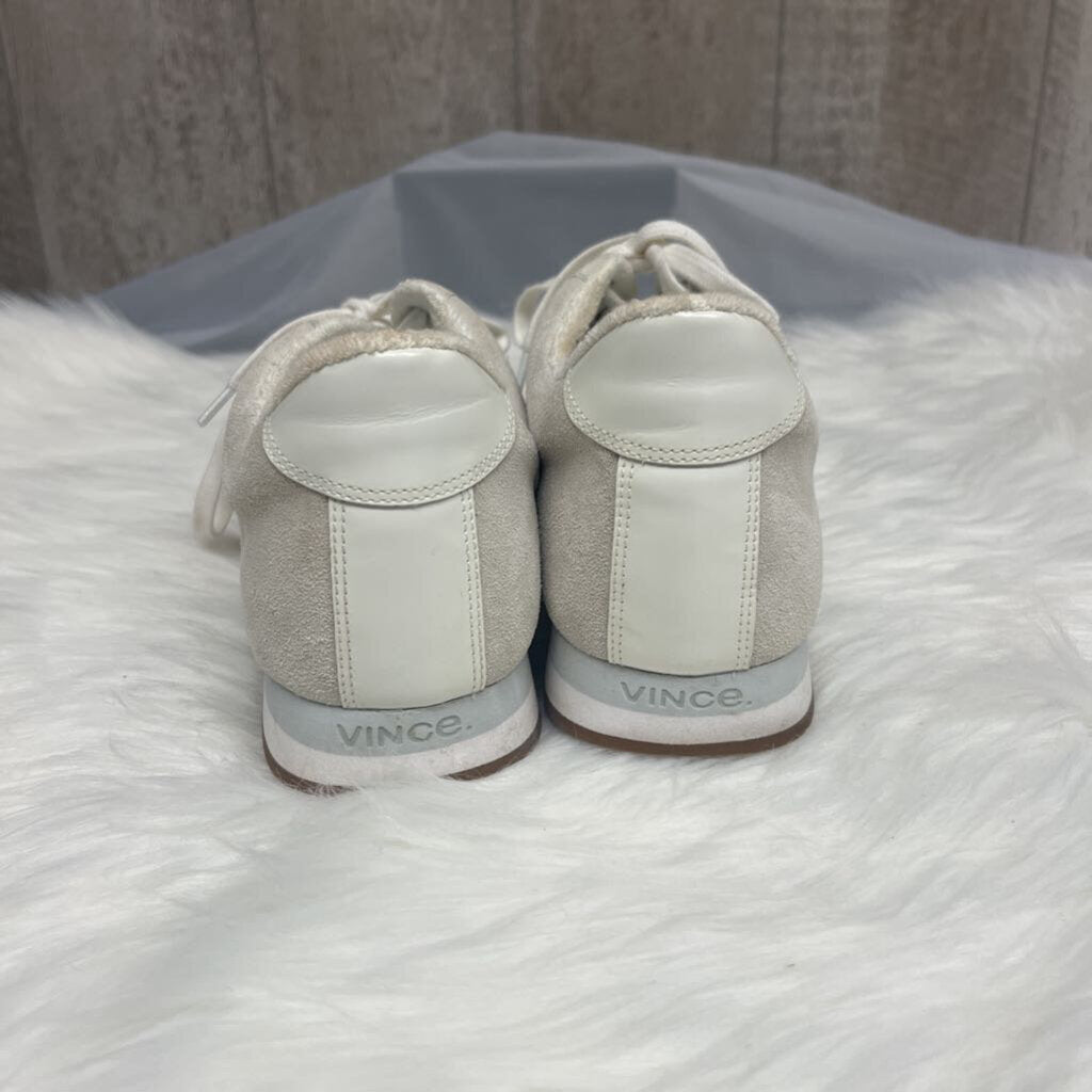 Vince Women's Pasha 2 Suede Lace Up White Sneakers Size 8.5
