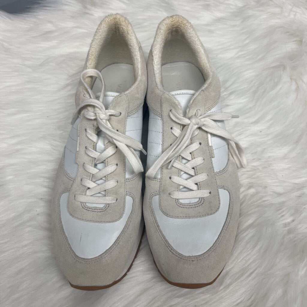 Vince Women's Pasha 2 Suede Lace Up White Sneakers Size 8.5