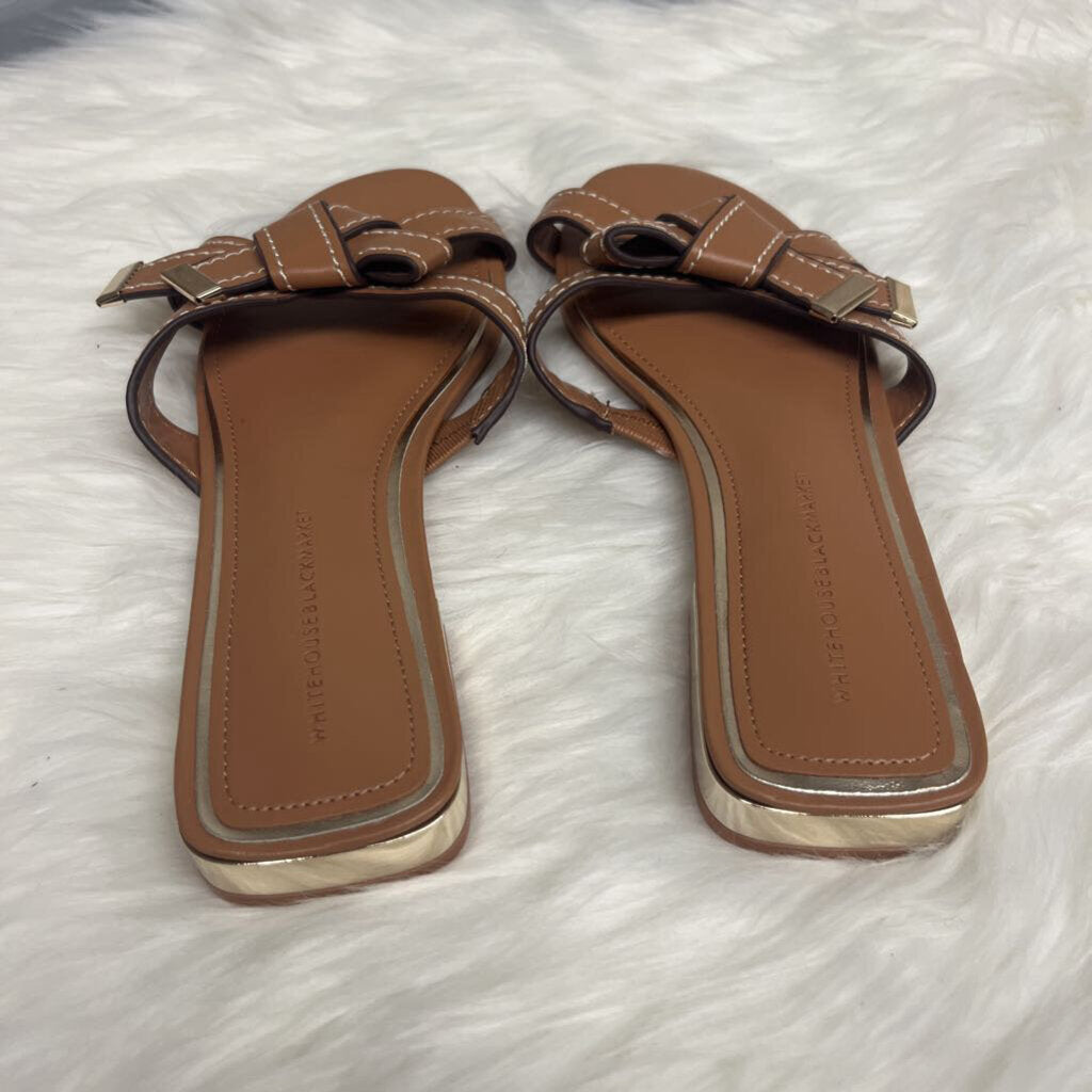 White House Black Market Knotted Flat Tan Sandal Size 8