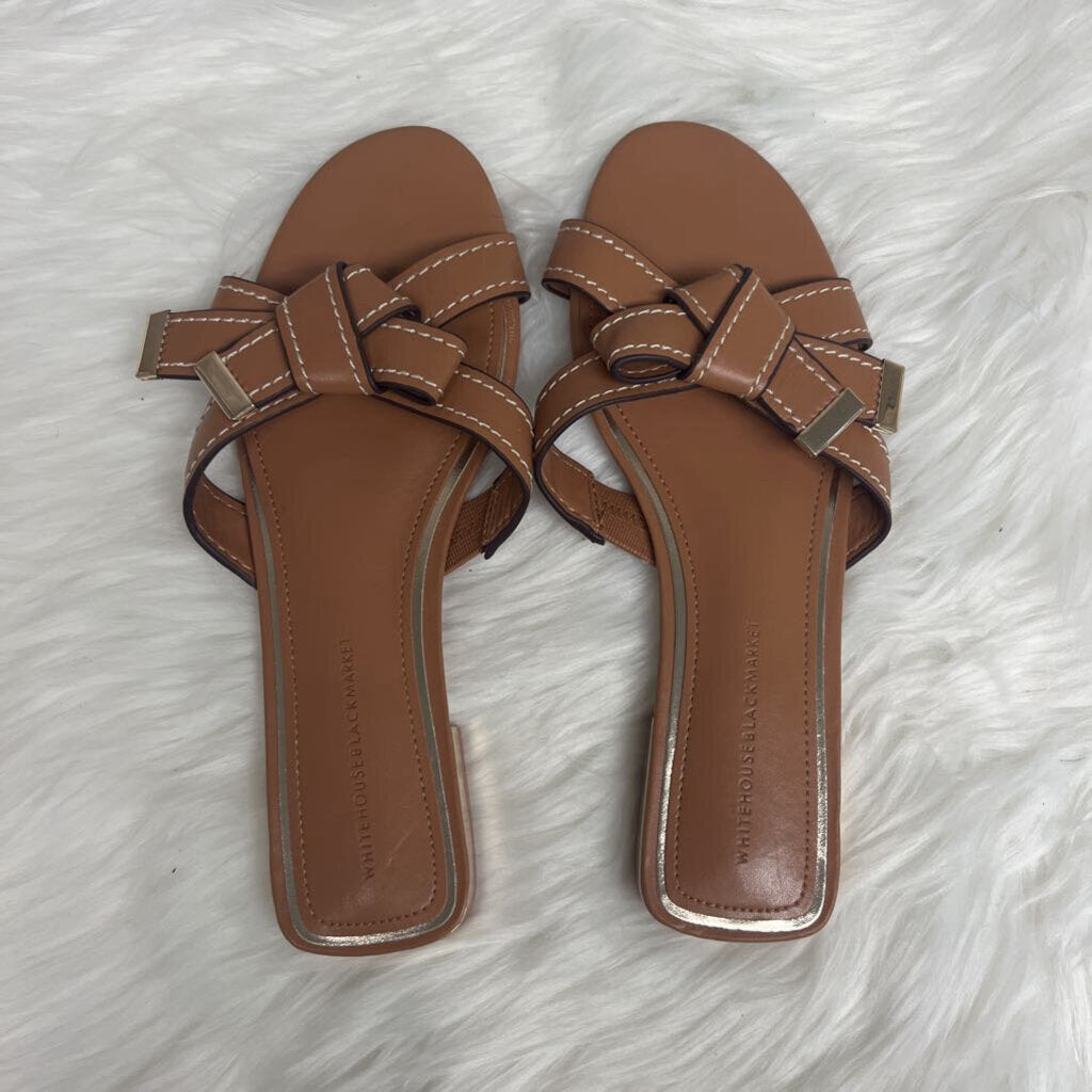 White House Black Market Knotted Flat Tan Sandal Size 8