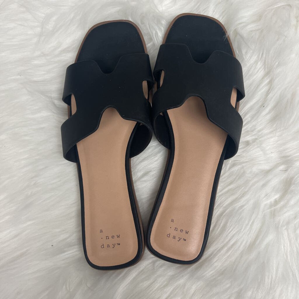 A New Day Black Slide Sandals Size 8.5