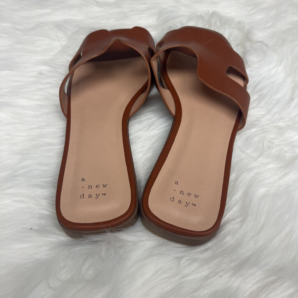 A New Day Tan Slide Sandals Size 8.5