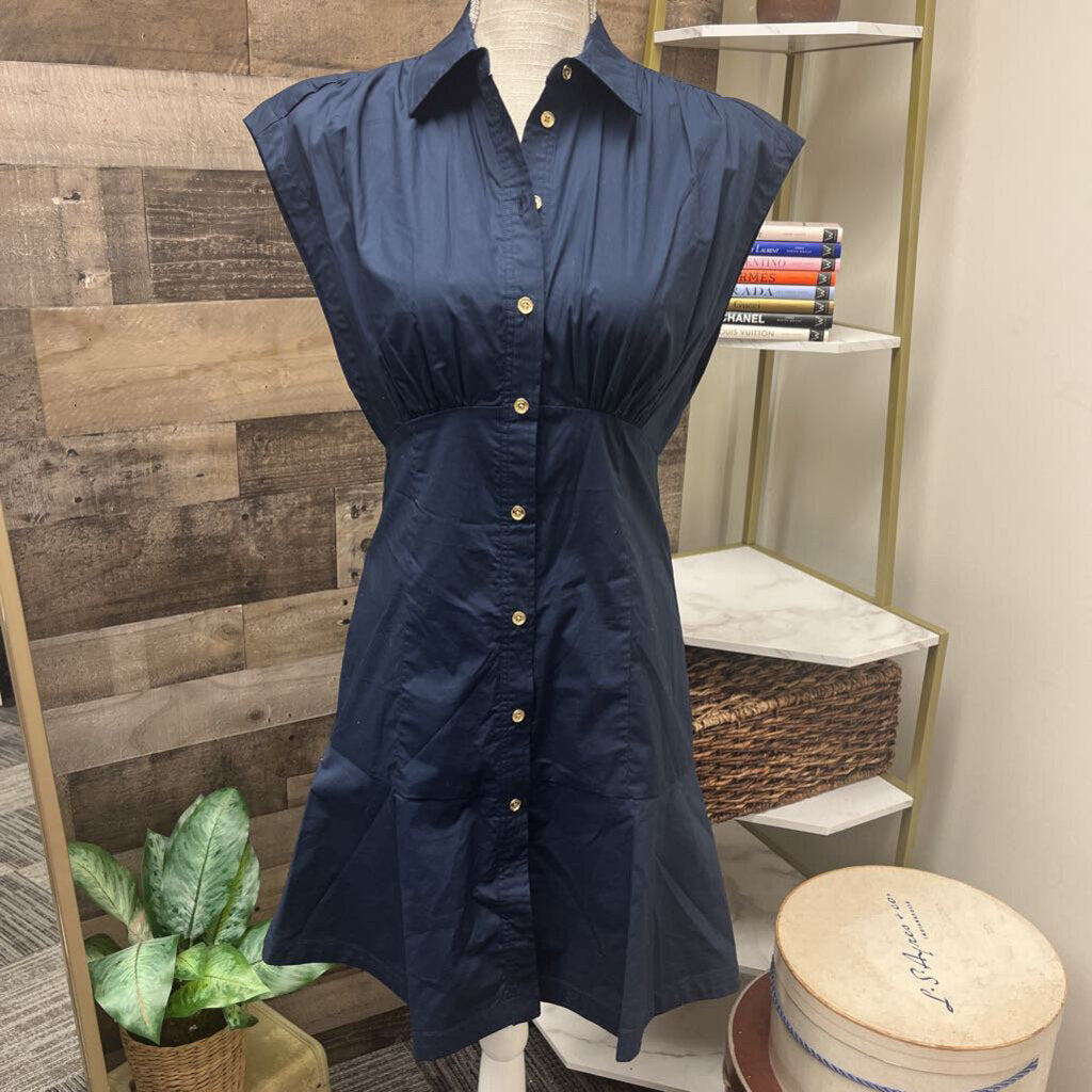 Michael Kors Organic Stretch Cotton Poplin Shirtdress Size XS