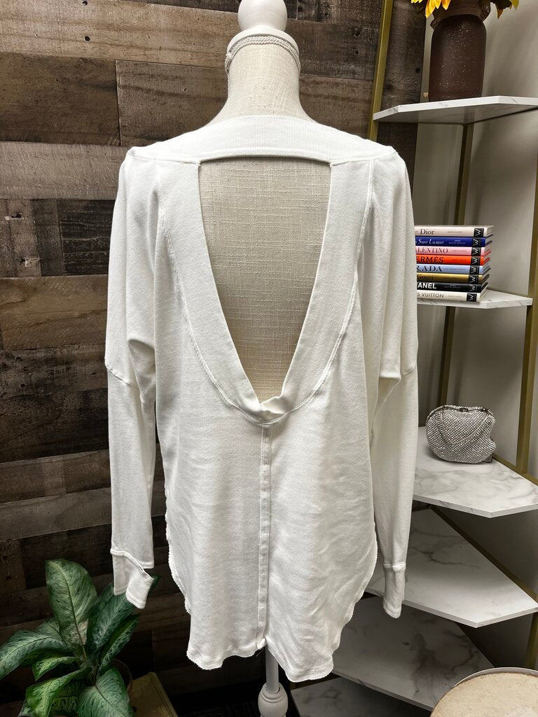 Free People White Sweatshirt with Cut Out Size XS