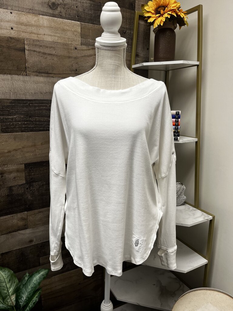 Free People White Sweatshirt with Cut Out Size XS