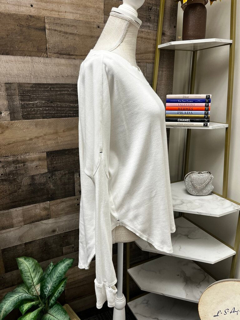 Free People White Sweatshirt with Cut Out Size XS