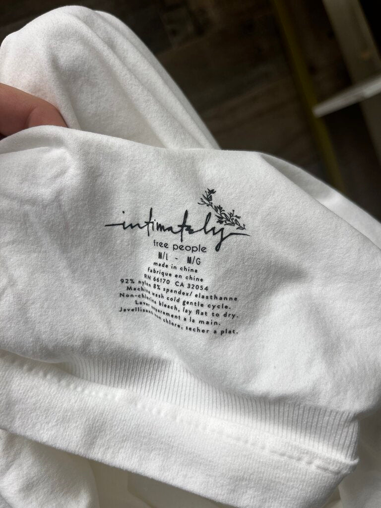 Free People White V-Neck Body Suit Size M/L
