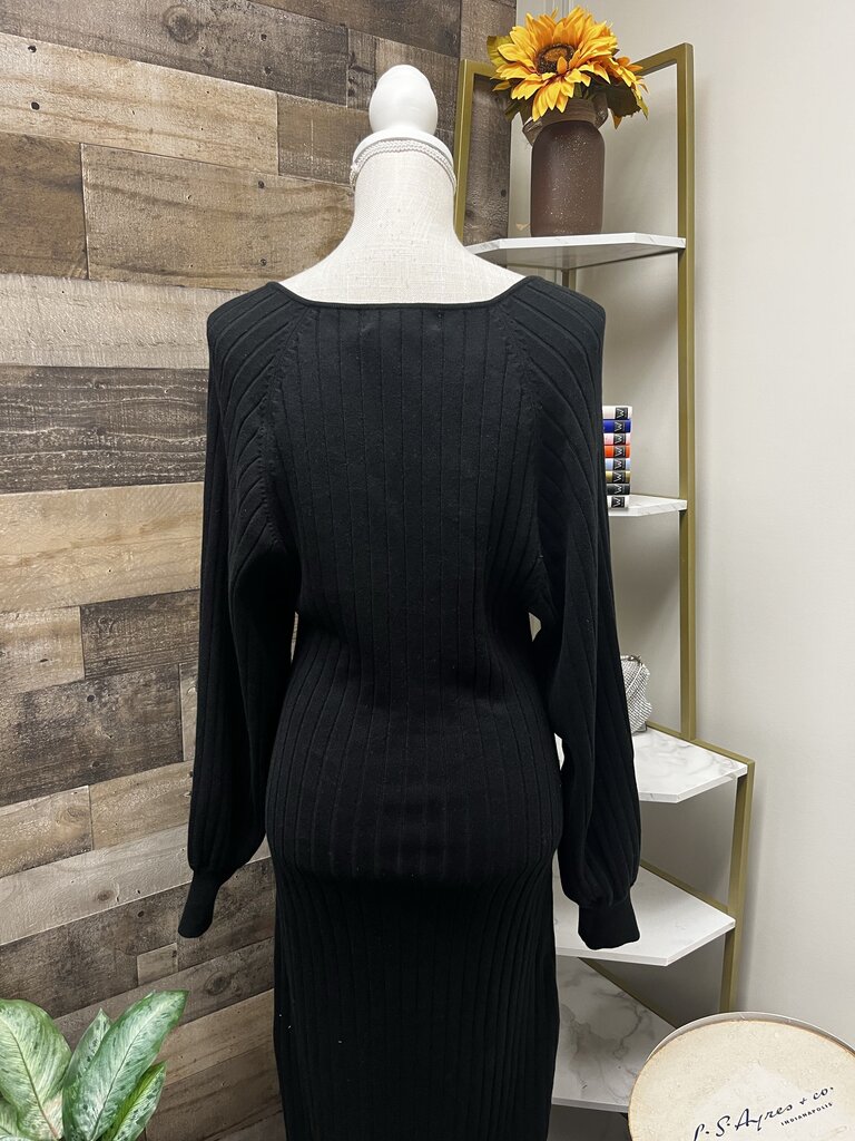 Free People Beach Black Ribbed Sweater Dress Size S