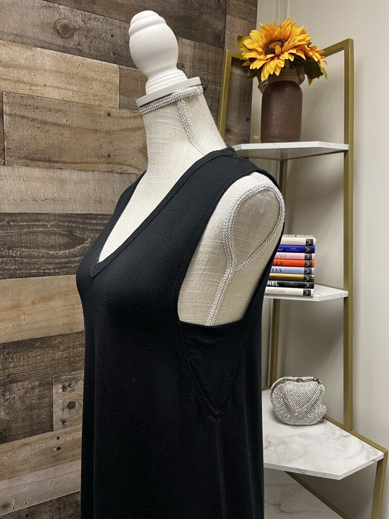 Rag & Bone Phoenix Knit V-Neck Dress Black Minimalist Lagenlook Summer Dress Size S