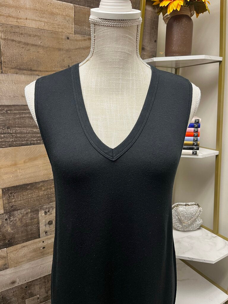Rag & Bone Phoenix Knit V-Neck Dress Black Minimalist Lagenlook Summer Dress Size S