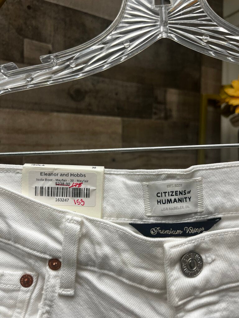 NWT Citizens of Humanity Isola High Rise Cropped Boot Jean in White Size 30