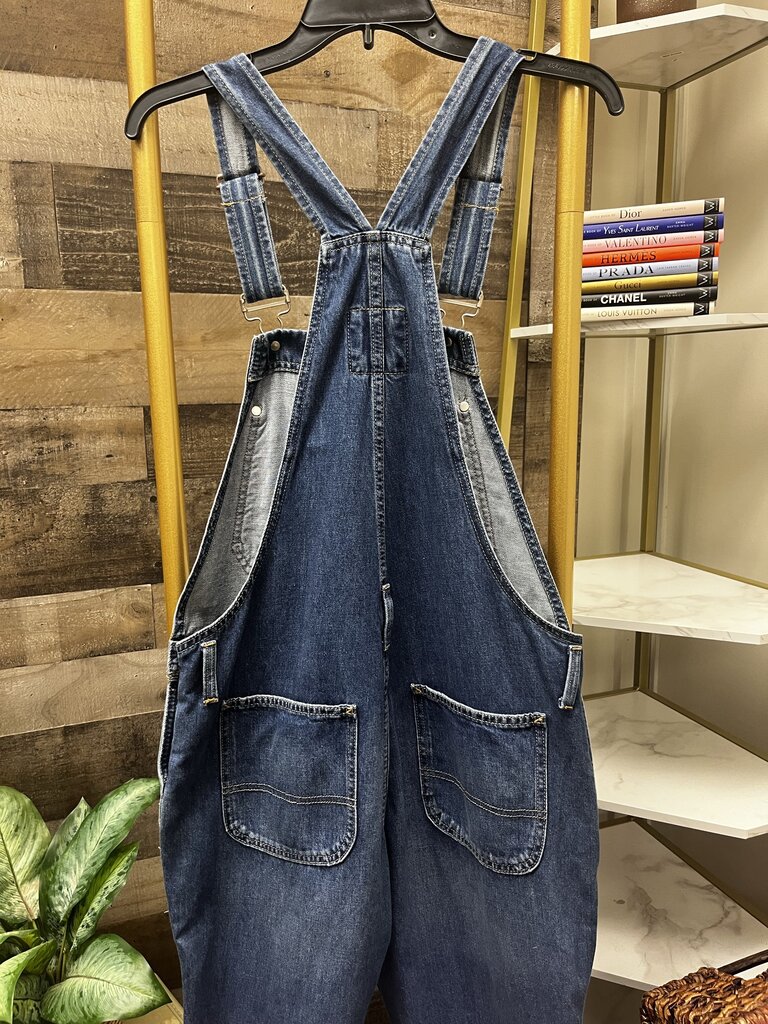 GAP Cropped Slouch Denim Overalls Women's Dark Wash Size S