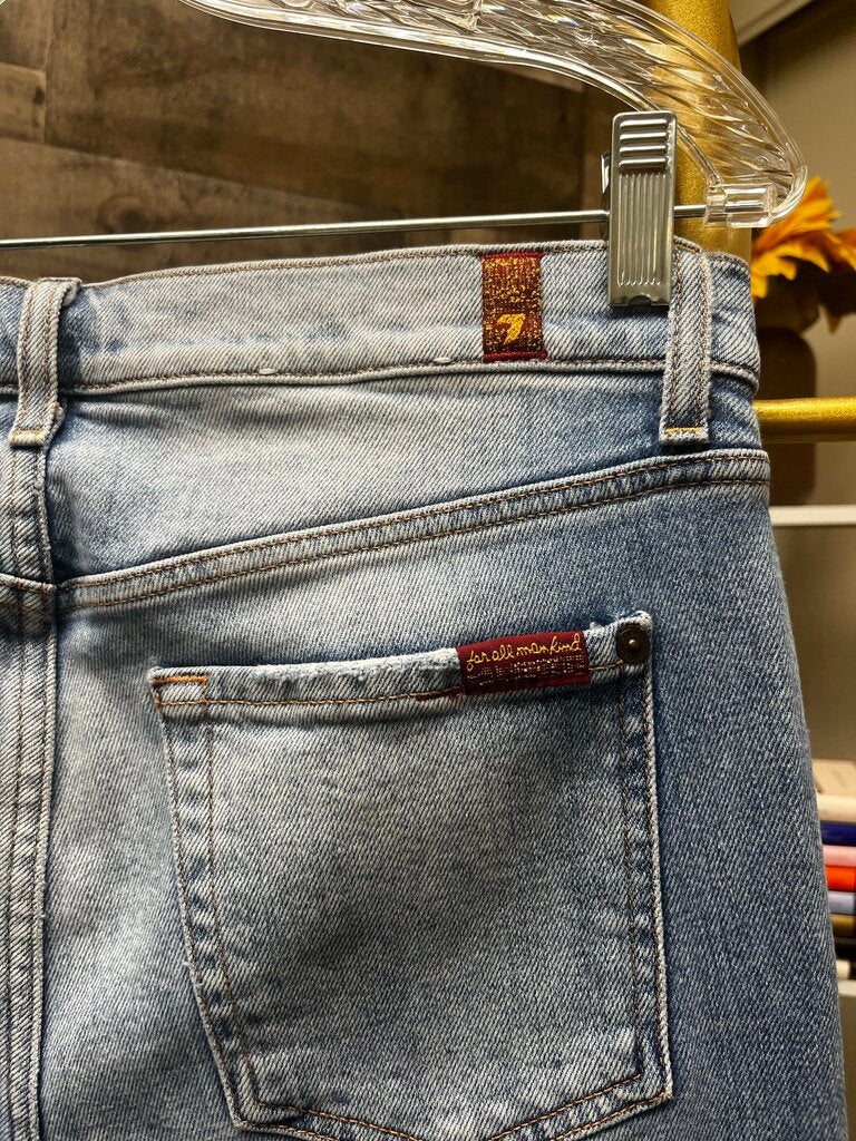 7 For All Mankind Roxanne Ankle Raw Hem Blue Jeans Size 28