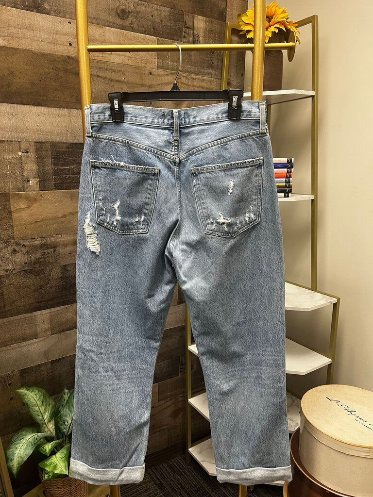 Agolde High-Rise Distressed Jeans with Button Fly Size 28