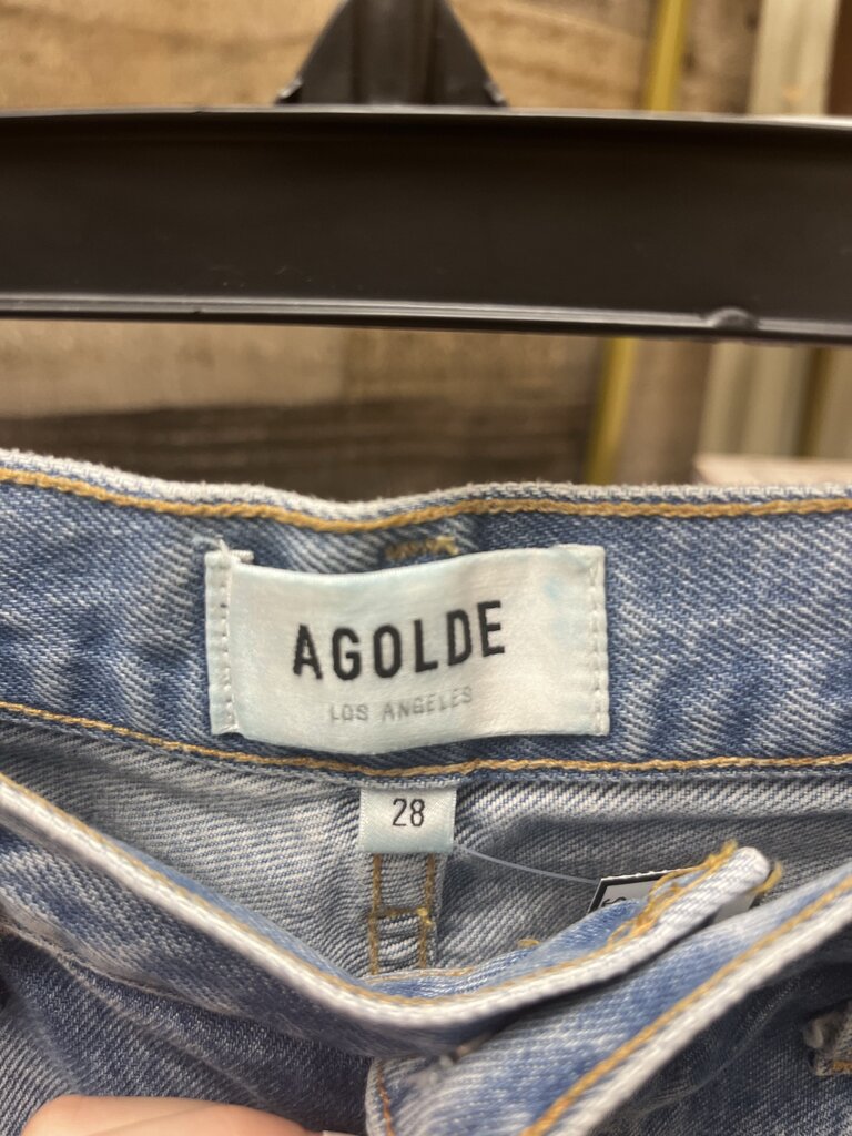 Agolde High-Rise Distressed Jeans with Button Fly Size 28