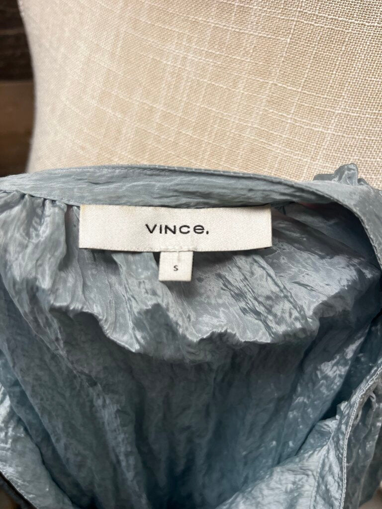 Vince Poet Popover Long Sleeve Blouse in Skylight Blue Size S