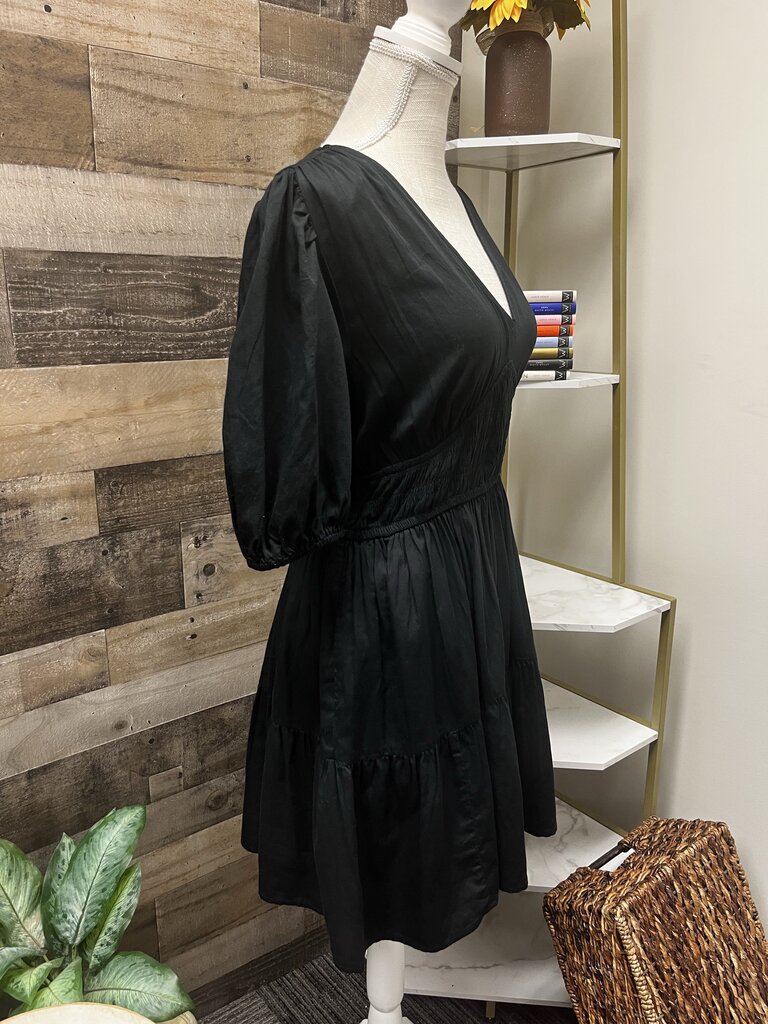 GAP Black V Neck Dress with Ruffles Size M