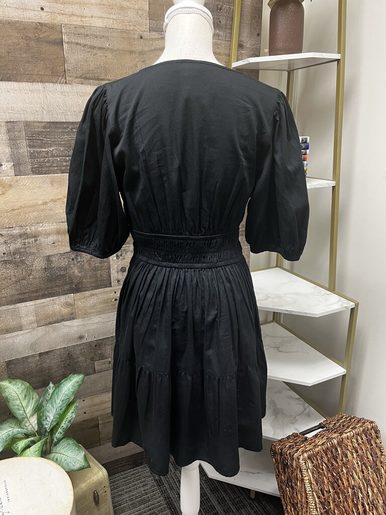 GAP Black V Neck Dress with Ruffles Size M