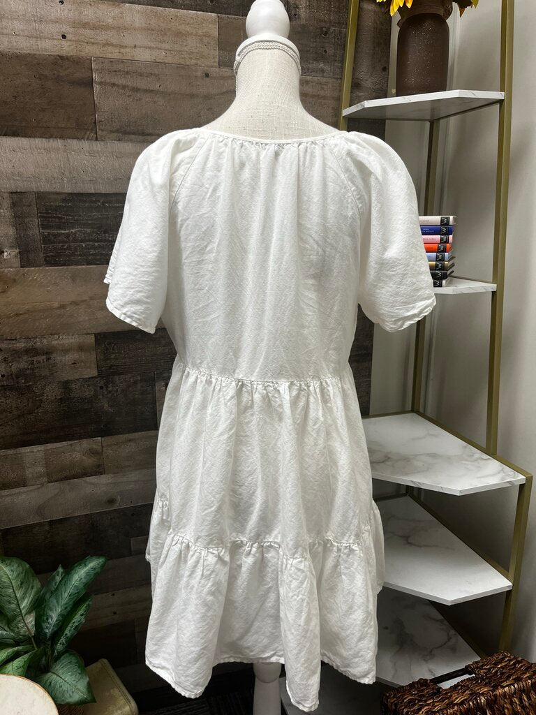 Madewell Linen-Blend Flutter-Sleeve Tiered Mini Dress Size S