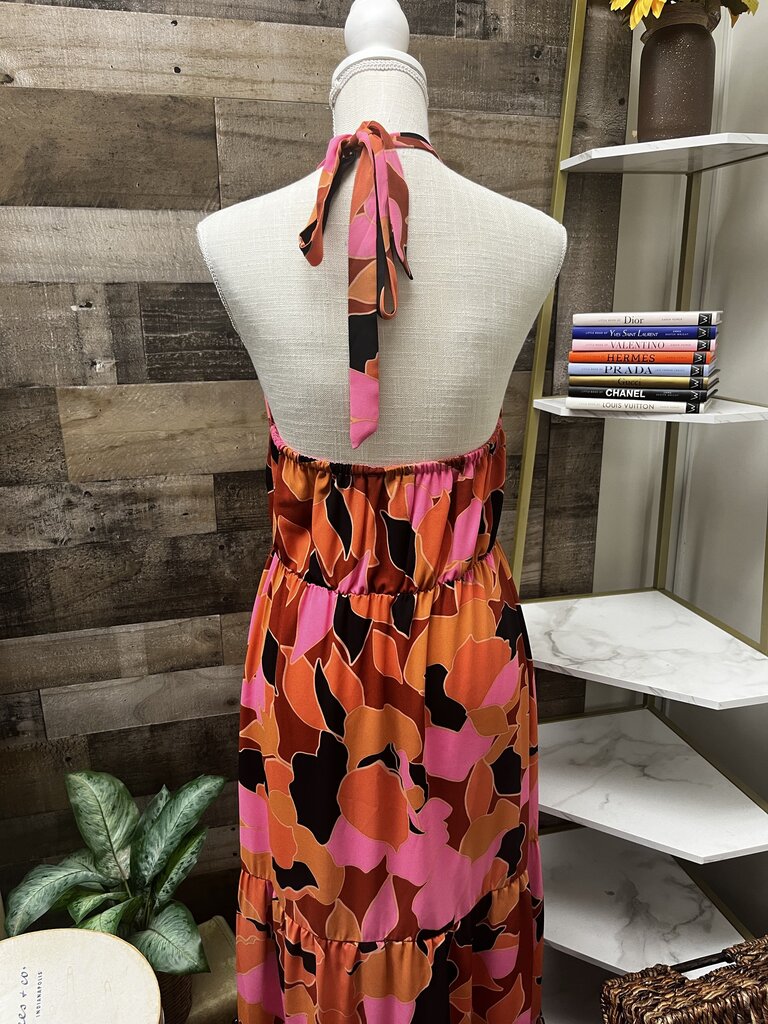 Anthropologie Sanctuary Printed Backless Halter Maxi Dress Size S