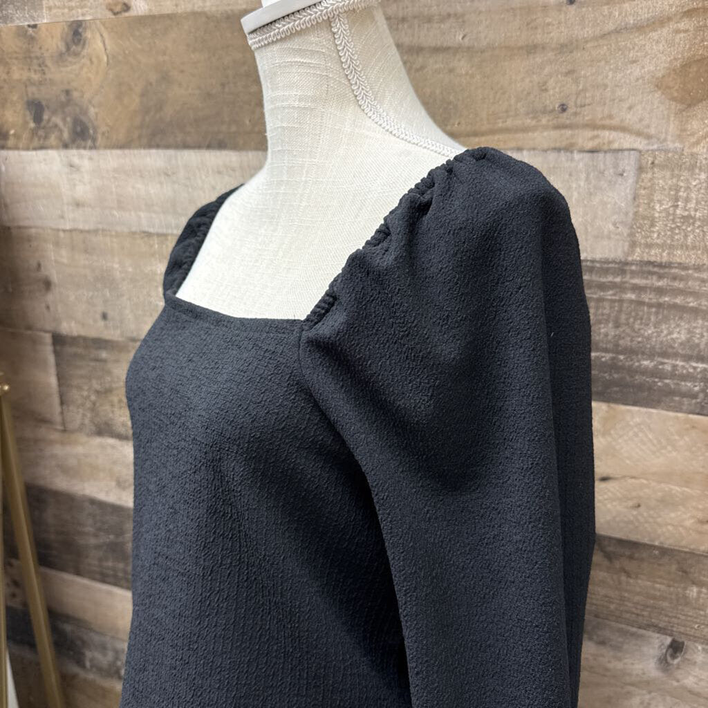 Madewell Black Long Sleeve Crepe Square Neck Size S