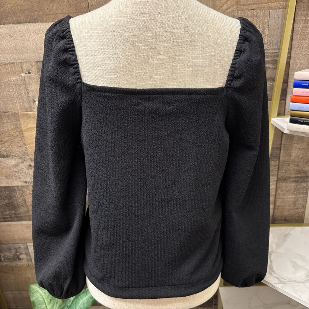 Madewell Black Long Sleeve Crepe Square Neck Size S