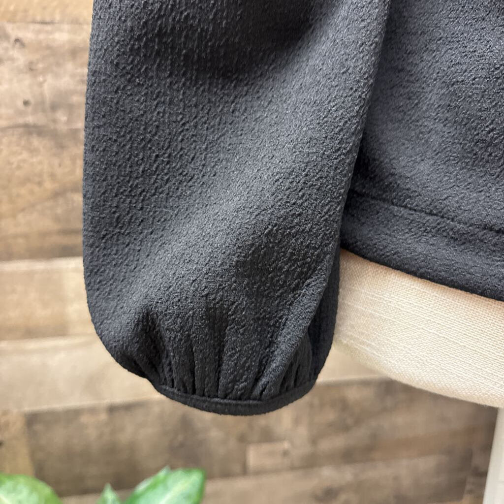 Madewell Black Long Sleeve Crepe Square Neck Size S