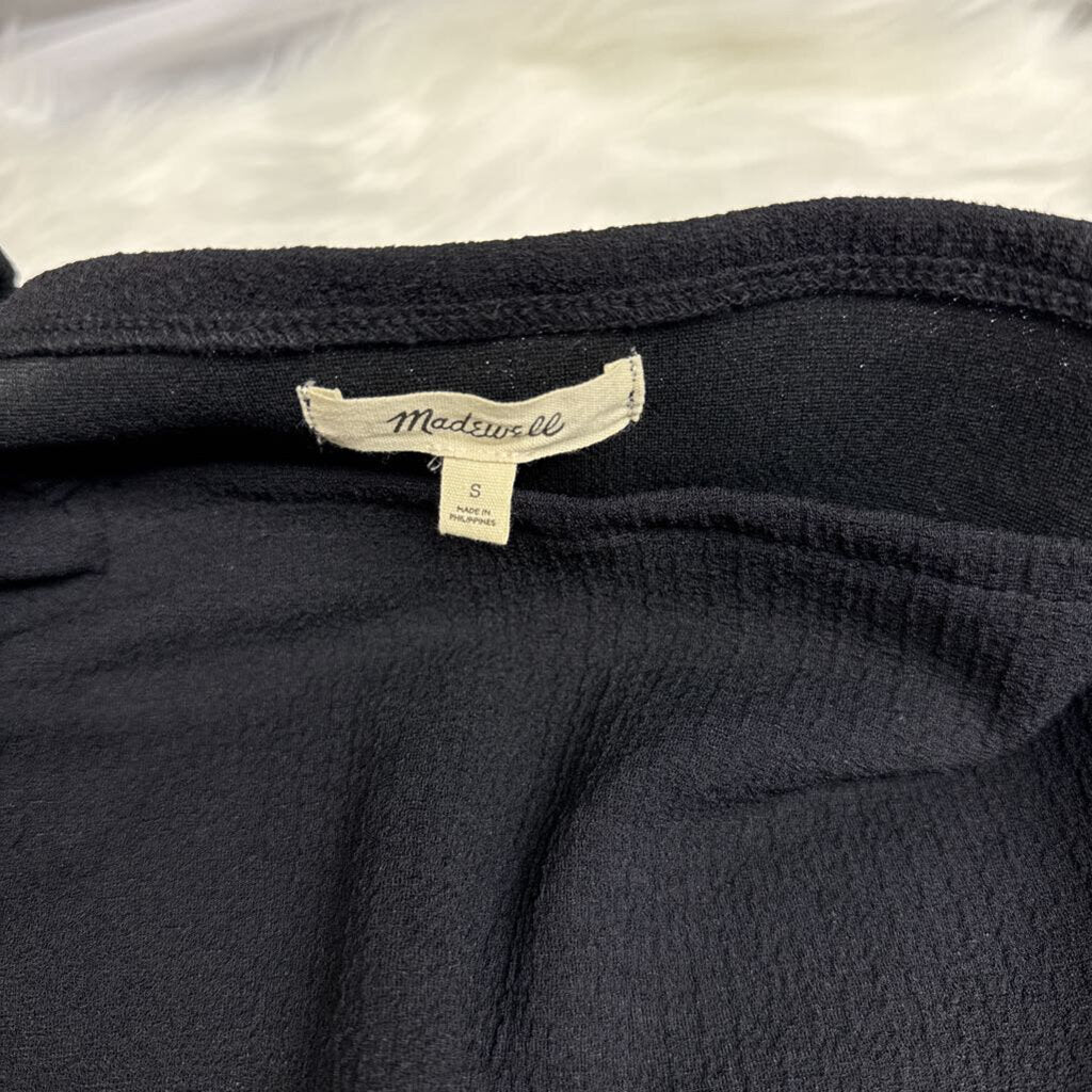 Madewell Black Long Sleeve Crepe Square Neck Size S