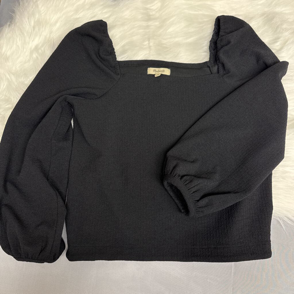 Madewell Black Long Sleeve Crepe Square Neck Size S