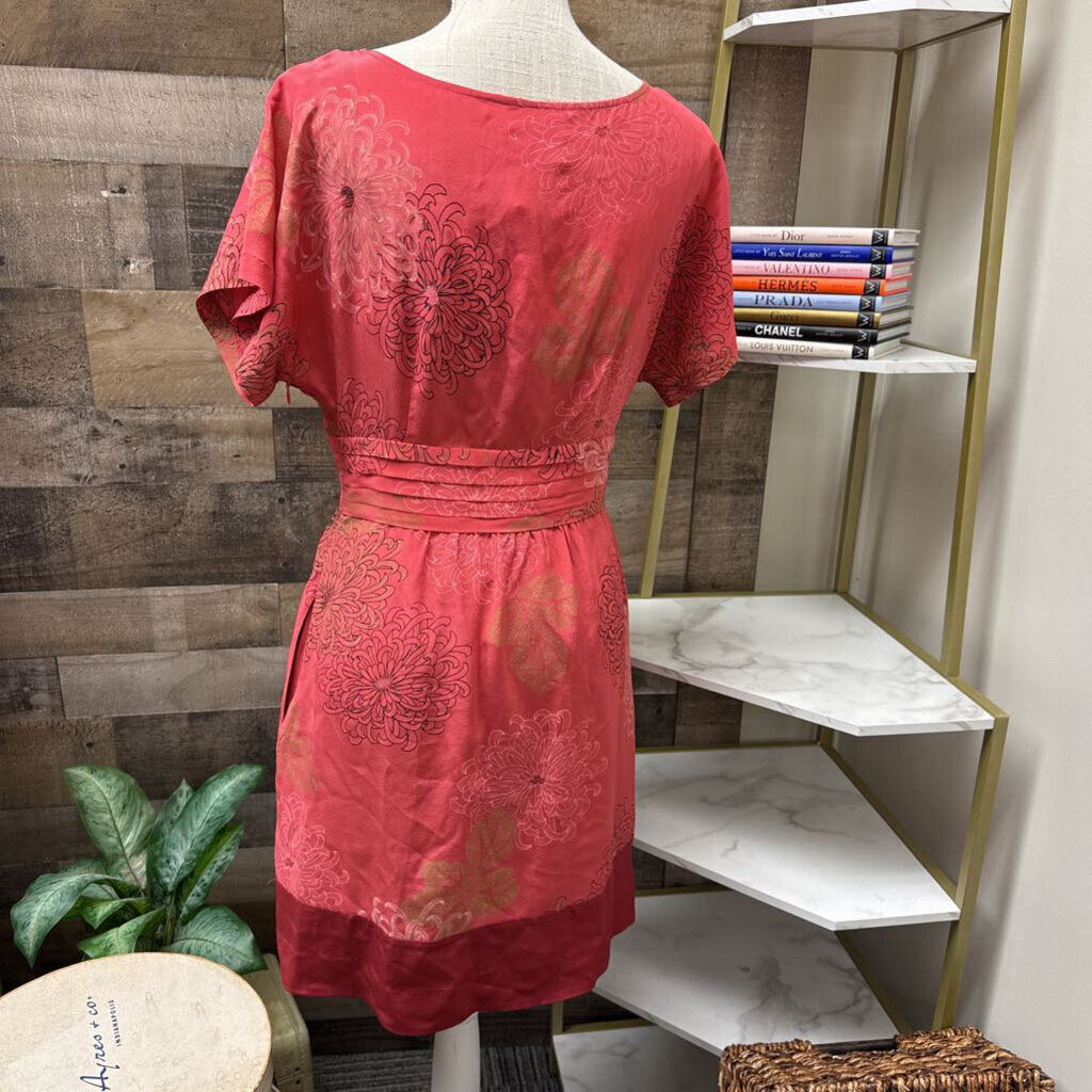 Anthro Moulinette Sours Pink Flutter Sleeve Silk Poppy Size 6