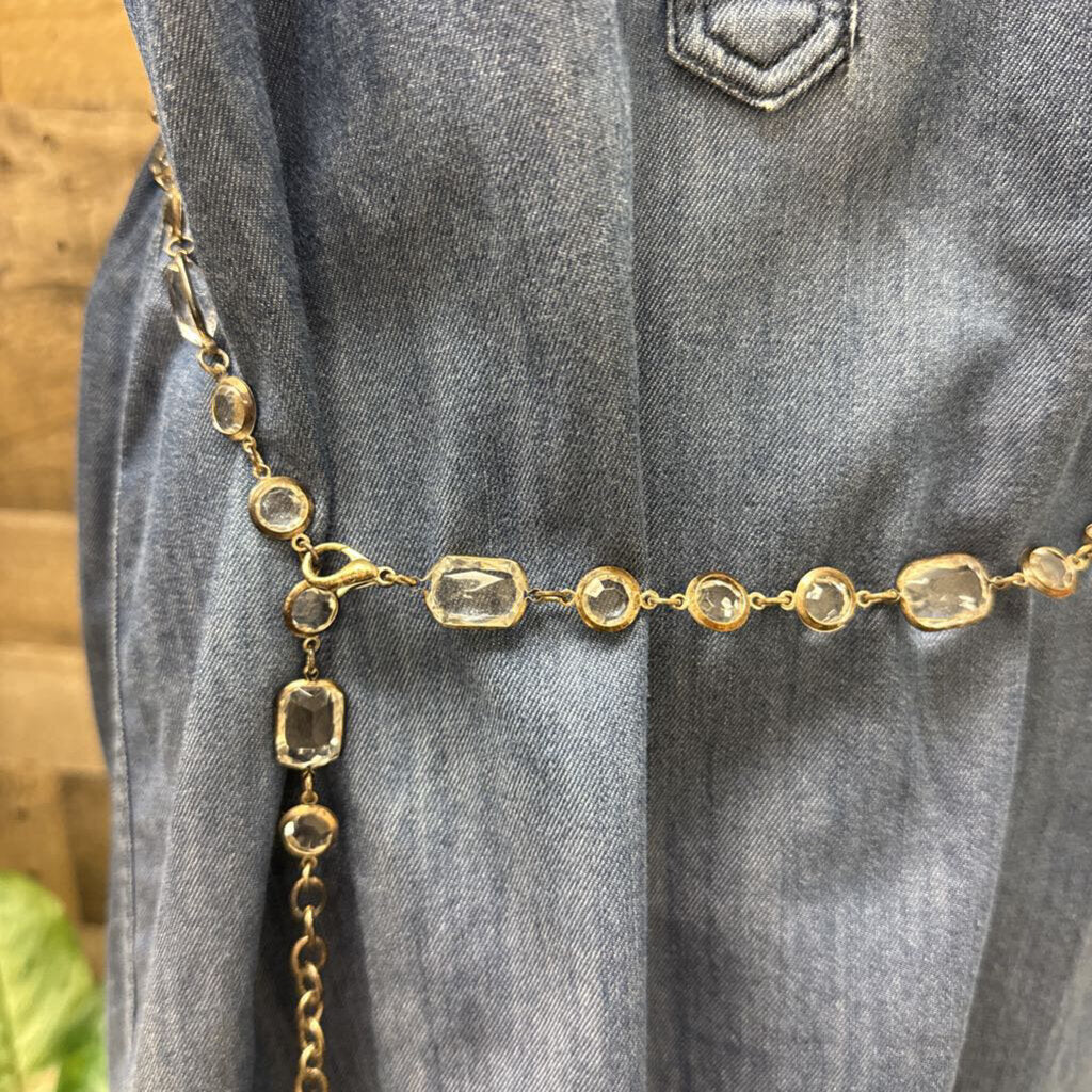 Silver & Clear Crystal Beaded Chain Belt