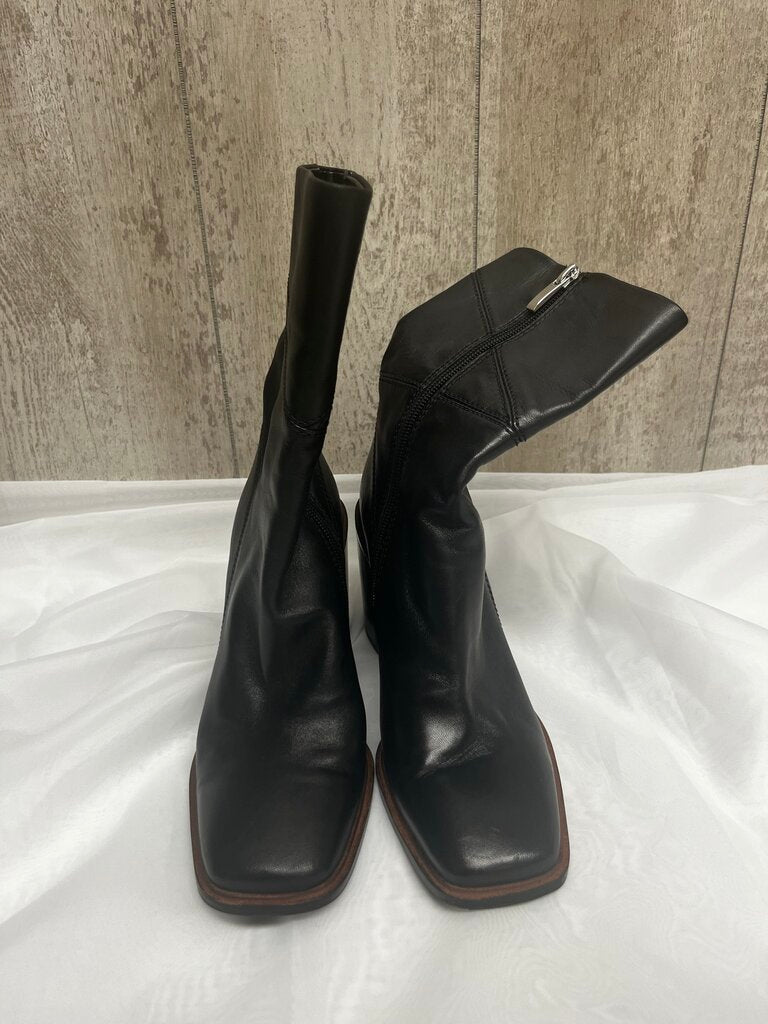 Franco Sarto Stevie Mid-Calf Black Leather Boots Size 7.5