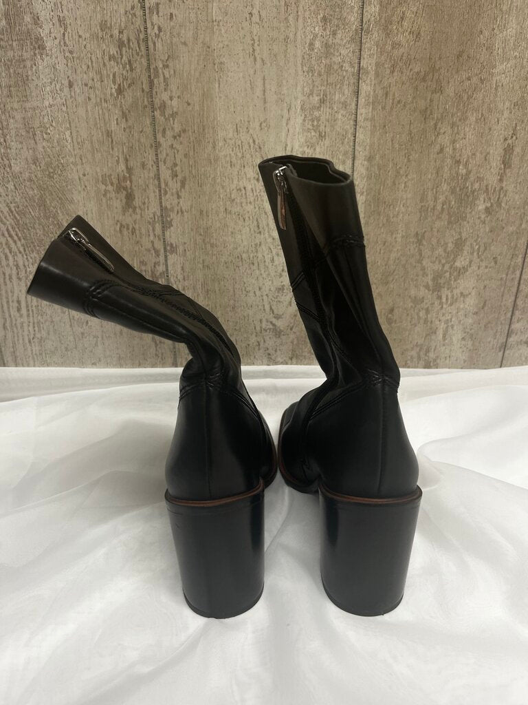 Franco Sarto Stevie Mid-Calf Black Leather Boots Size 7.5